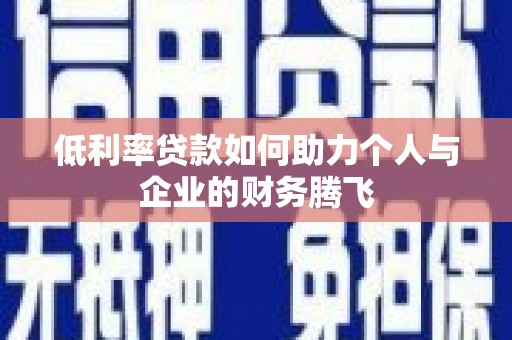 瑶海低利率贷款如何助力个人与企业的财务腾飞